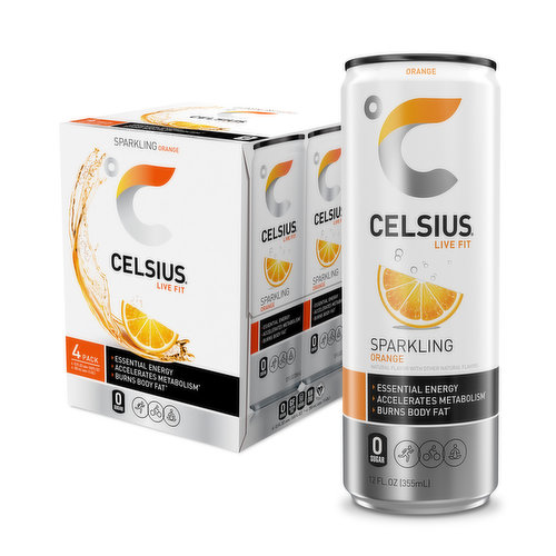 CELSIUS Sparkling Orange, Essential Energy Drink