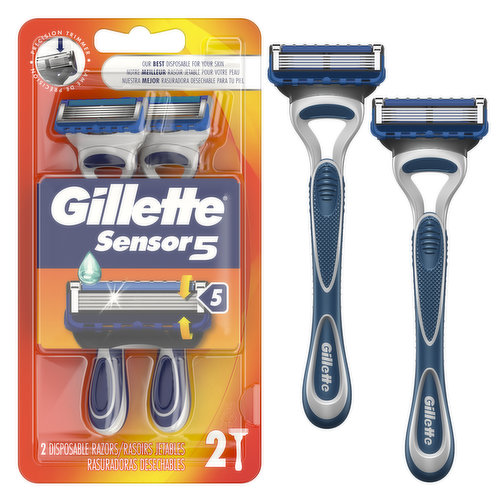 Gillette Sensor5 Men's Disposable Razors, 2 Ct