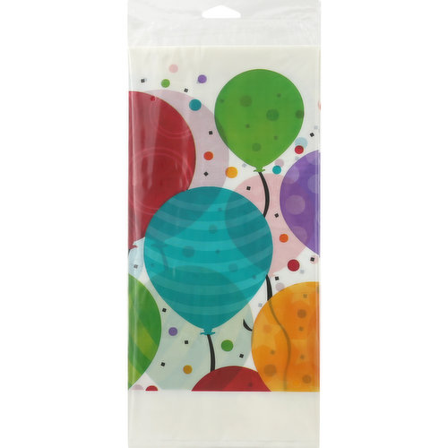Celebrations Tablecover, Plastic, Shimmering Balloons