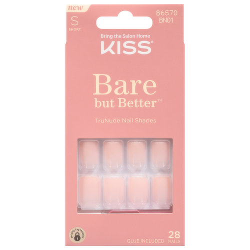 Kiss Bare but Better Nails, TruNude Shades, Short
