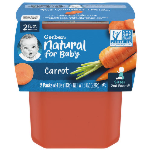 Gerber Natural for Baby Carrot, Sitter 2nd Foods, 2 Pack