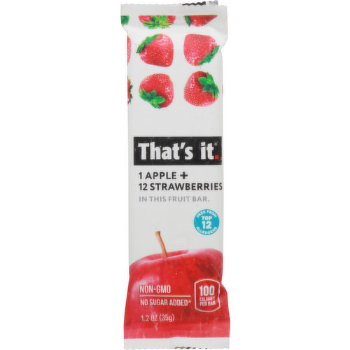 That's It Fruit Bar, Apple and Strawberry - 1.2 oz packet
