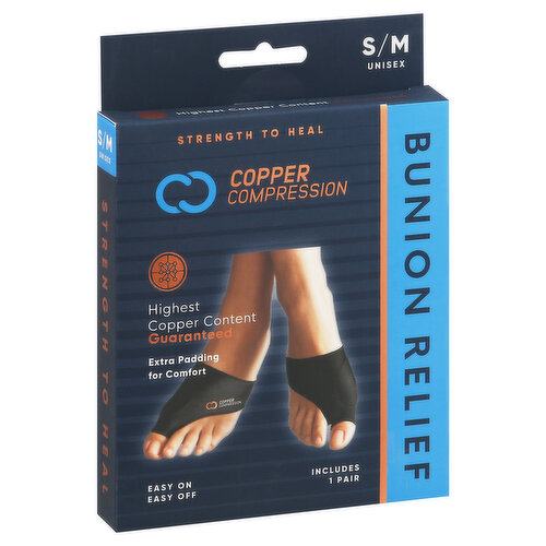 Copper Compression Bunion Relief, Unisex, Small/Medium