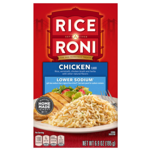 Rice-A-Roni Rice, Lower Sodim, Chicken Flavor