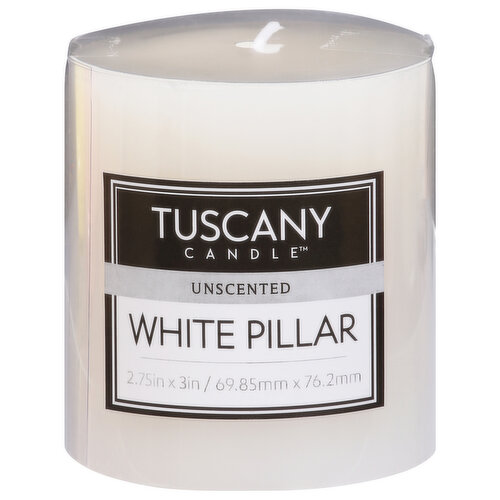 Tuscany Candle Candle, Unscented, White Pillar