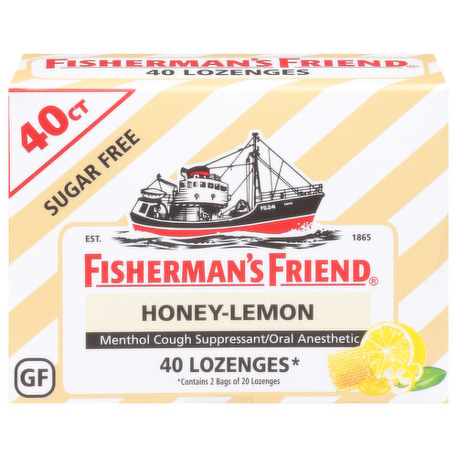 Fisherman's Friend Cough Suppressant/Oral Anesthetic, Menthol, Sugar Free, Lozenges, Honey-Lemon
