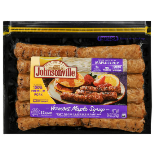 Johnsonville Breakfast Sausage, Fully Cooked, Vermont Maple Syrup