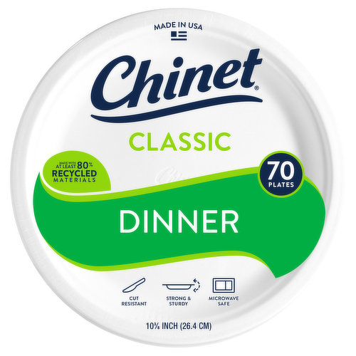 Chinet Plates, Dinner, Classic, 10 Inch