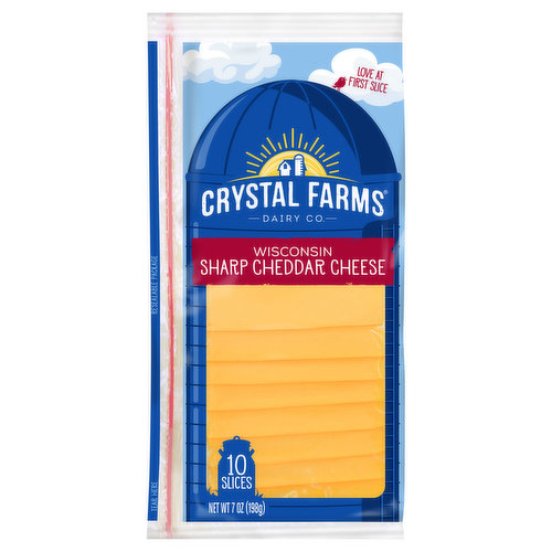 Crystal Farms Cheese Slices, Wisconsin, Sharp Cheddar