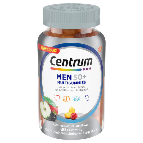 Centrum MultiGummies, Men 50+, Gummies, Assorted Natural Fruit Flavors