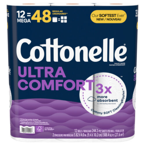 Cottonelle Ultra Comfort Toilet Paper, Mega Rolls, 2-Ply