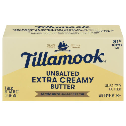 Tillamook Butter, Extra Creamy, Unsalted