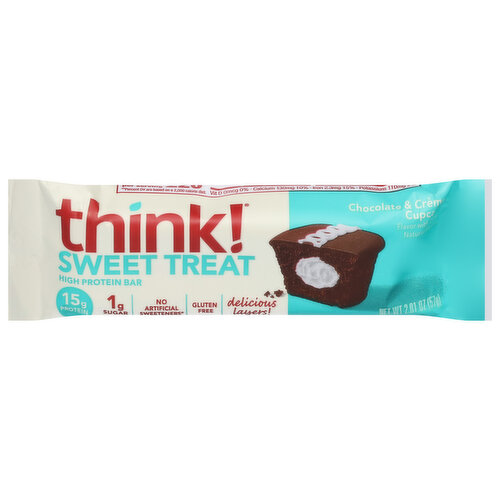 Think! High Protein Bar, Chocolate & Creme Cupcake, Sweet Treat