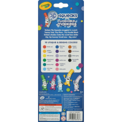 Crayola Pip-Squeaks Washable Markers, Nontoxic - 16 markers