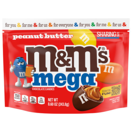 M&M's Chocolate Candies, Peanut Butter, Mega, Sharing Size