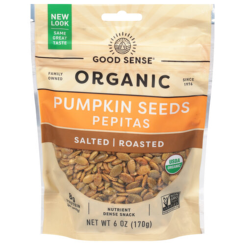 Good Sense Pumpkin Seeds Pepitas, Organic, Salted, Roasted