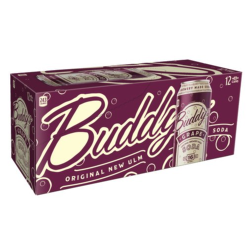 Buddy's Soda Grape Soda, 12 Pack Cans