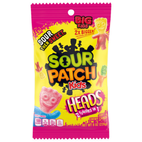 Sour Patch Kids Candy, Soft & Chewy, Heads 2 Flavors in 1, Big Kids