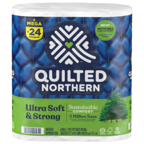 Quilted Northern Bathroom Tissue, Unscented, Mega Rolls, 2-Ply