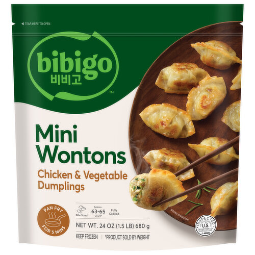 Bibigo Dumplings, Chicken & Vegetable, Wontons, Mini