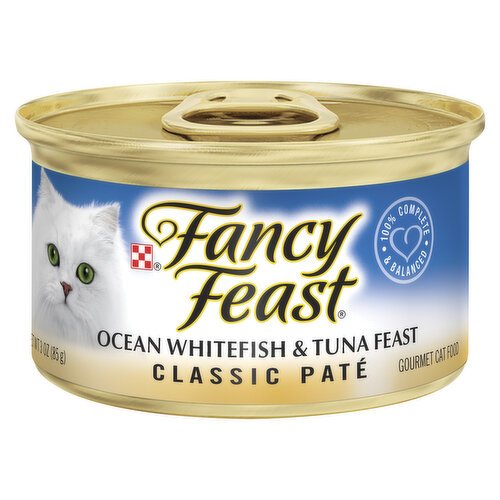 Purina Fancy Feast Grain Free Pate Wet Cat Food; Ocean Whitefish & Tuna Feast - 3 oz. Can