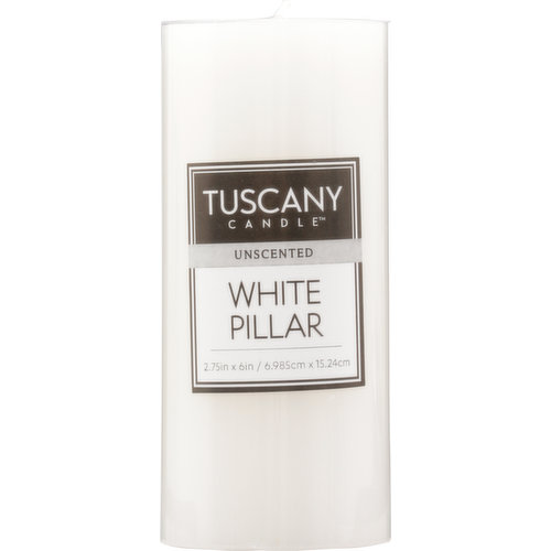 Tuscany Candle Candle, White Pillar, Unscented