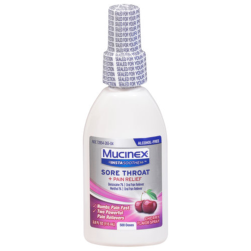 Mucinex Insta Soothe Sore Throat + Pain Relief, Cherry Flavor, Spray