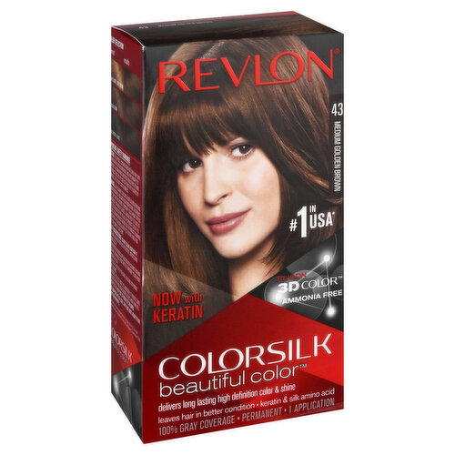 Colorsilk Beautiful Color Permanent Hair Color, 43 Medium Golden Brown