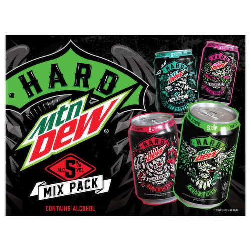 Mtn Dew Hard Malt Beverage, Zero Sugar, Mix Pack