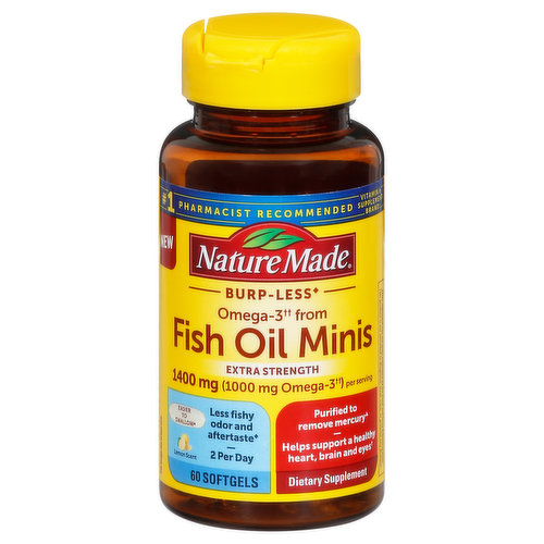 Nature Made Fish Oil Minis, Omega-3, Extra Strength, 1400 mg, Softgels, Lemon Scent