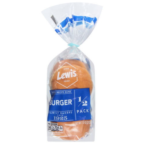 Lewis Bake Shop Burger Buns, 1/2 Pack