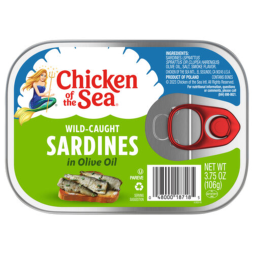 Chicken of the Sea Sardines, in Olive Oil, Wild-Caught