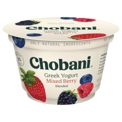 Chobani Yogurt, Greek, Low-Fat, Mixed Berry, Blended