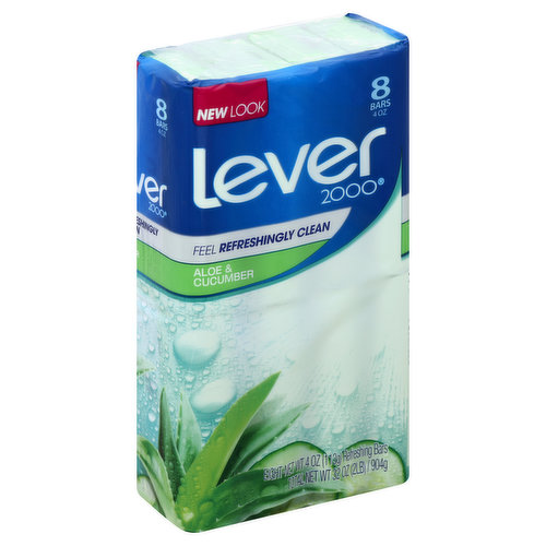 New look. Feel refreshingly clean. Clean. Refreshed. For clean and fresh skin. www.Lever2000.com. Questions or comments? Call 1-866-My-Lever (1-866-695-3837). Made in Mexico.