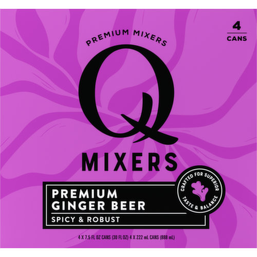 Q Mixers Ginger Ale, Premium Cocktail Mixer, 7.5 oz (12 Cans)