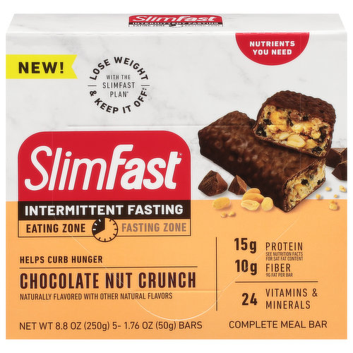 SlimFast Intermittent Fasting Complete Meal Bar, Chocolate Nut Crunch