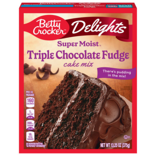 Betty Crocker Super Moist Cake Mix, Triple Chocolate Fudge, Delights