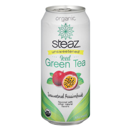 Steaz Green Tea, Iced, Unsweetened Passionfruit