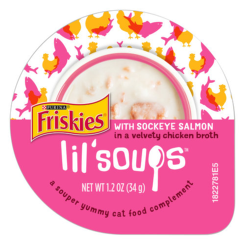 Purina Friskies Natural, Grain Free Wet Cat Food Complement, Lil' Soups With Sockeye Salmon in Chicken Broth