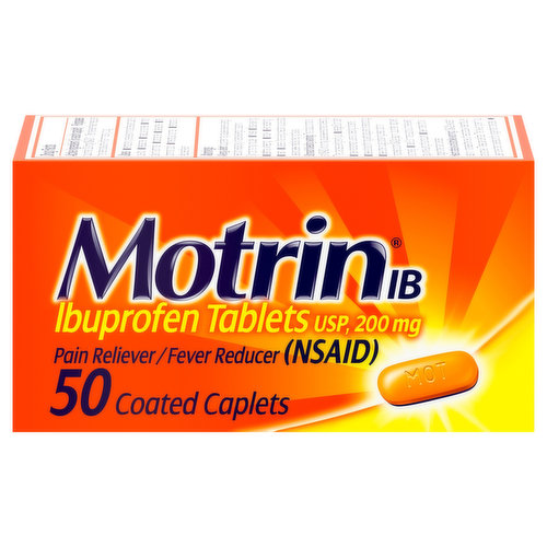 Motrin IB Pain Reliever/Fever Reducer, 200 mg, Coated Caplets