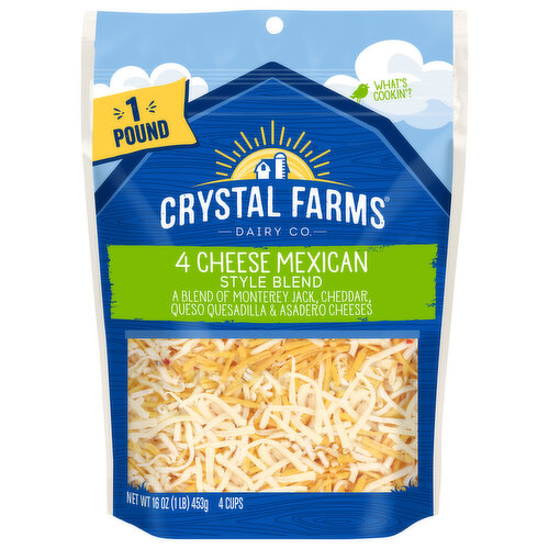 Crystal Farms Cheese, 4 Cheese Mexican Style Blend