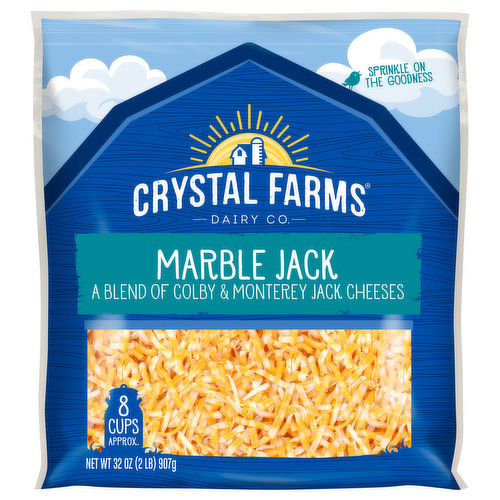 Crystal Farms Shredded Cheese, Marble Jack