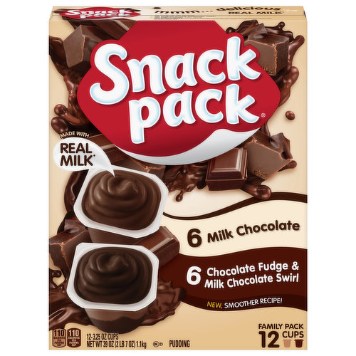 Snack Pack Family Pack Milk Chocolate and Chocolate Fudge/Milk Chocolate Swirl Pudding Cups