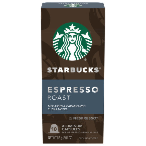 Starbucks Coffee, Ground, Espresso Roast, Aluminum Capsules