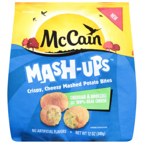 McCain Mash-Ups Mashed Potato Bites, Cheddar & Brocolli, Crispy, Cheesy