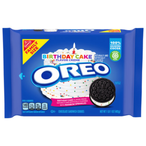 OREO Birthday Cake Chocolate Sandwich Cookies, Family Size