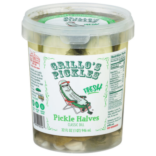 Grillo's Pickles Pickle Halves, Classic Dill, Fresh