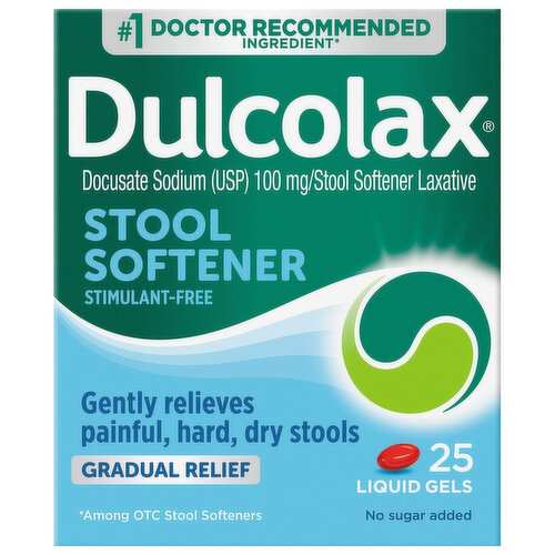 Dulcolax Stool Softener, Gradual Relief, 100 mg, Liquid Gels