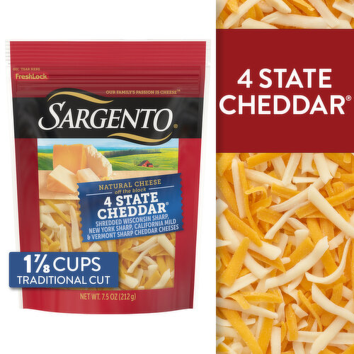 SARGENTO Off the Block Sargento® Shredded 4 State Cheddar® Natural Cheese, 7.5 oz.