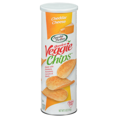 Potato crisps. Made with potatoes, tomatoes, carrots & beets Gluten free. Non-GMO. Are you eating sensibly? The combination of garden grown potatoes, ripe vegetables, and the stackable shape makes these Garden Veggie Chips fun to eat! Now you can satisfy your snack cravings in a smart and wholesome way. www.sensibleportions.com. Write us at: Sensible Portions, Consumer relations 4600 Sleepytime Drive Boulder, CO 80301 or call: 8009136637. www.sensibleportions.com Product of Canada. Are You Eating Sensibly?
The combination of garden grown potatoes, ripe vegetables, and the stackable shape makes these Garden Veggie Chips™ fun to eat! Now you can satisfy your snack cravings in a smart and wholesome way.